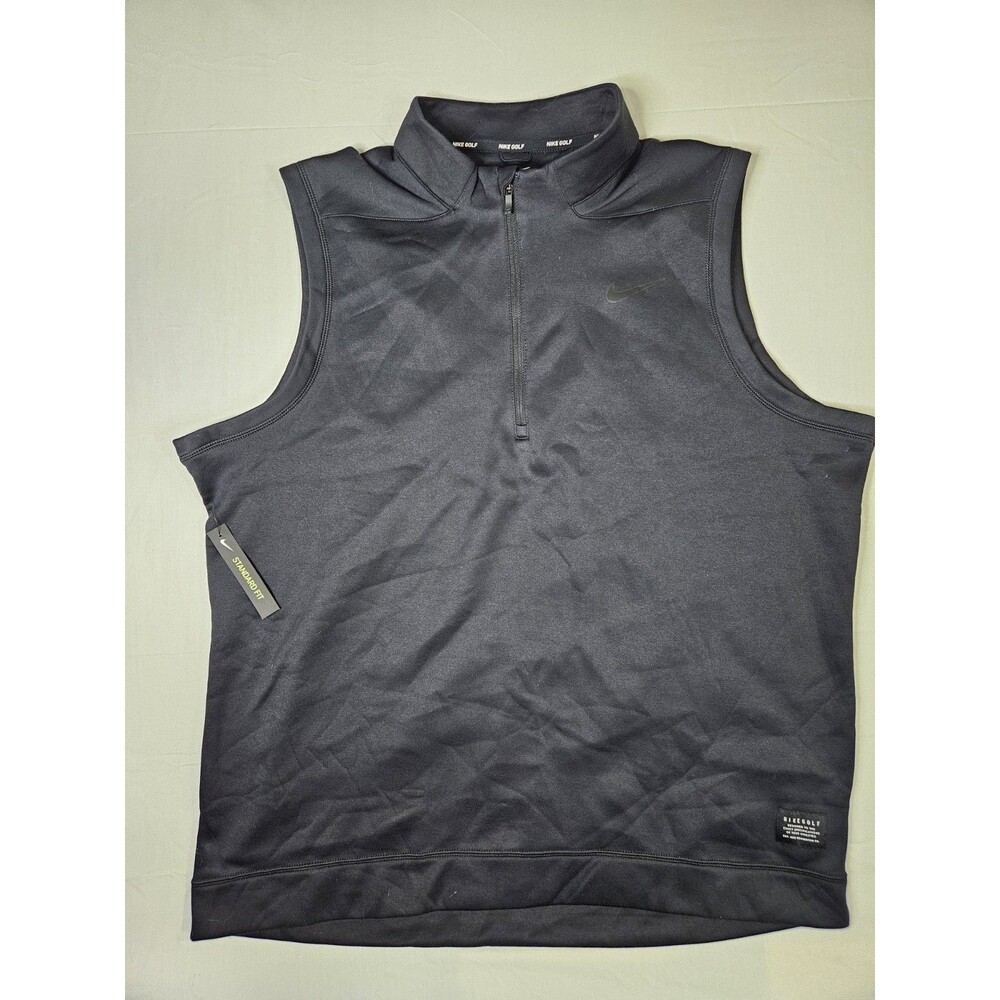 Nike Golf Vest Men"s Size XL Black 1/4 Zip Pullover Thrrmal Repel Logo NEW TAG